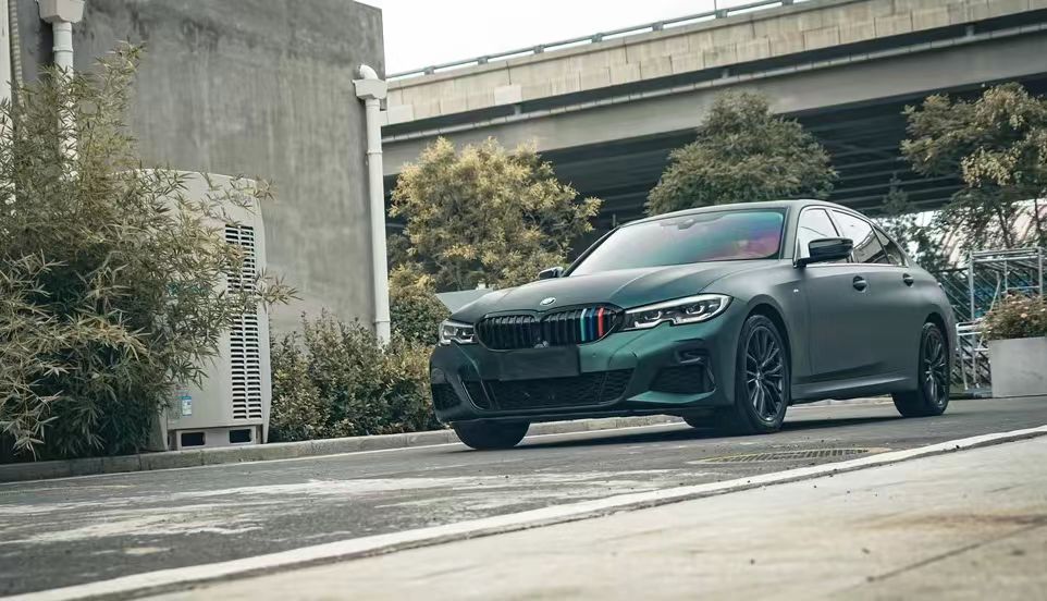 Bmw 3x Matte Army Green Color Film Cut With Yink Ppf Cutting Software.